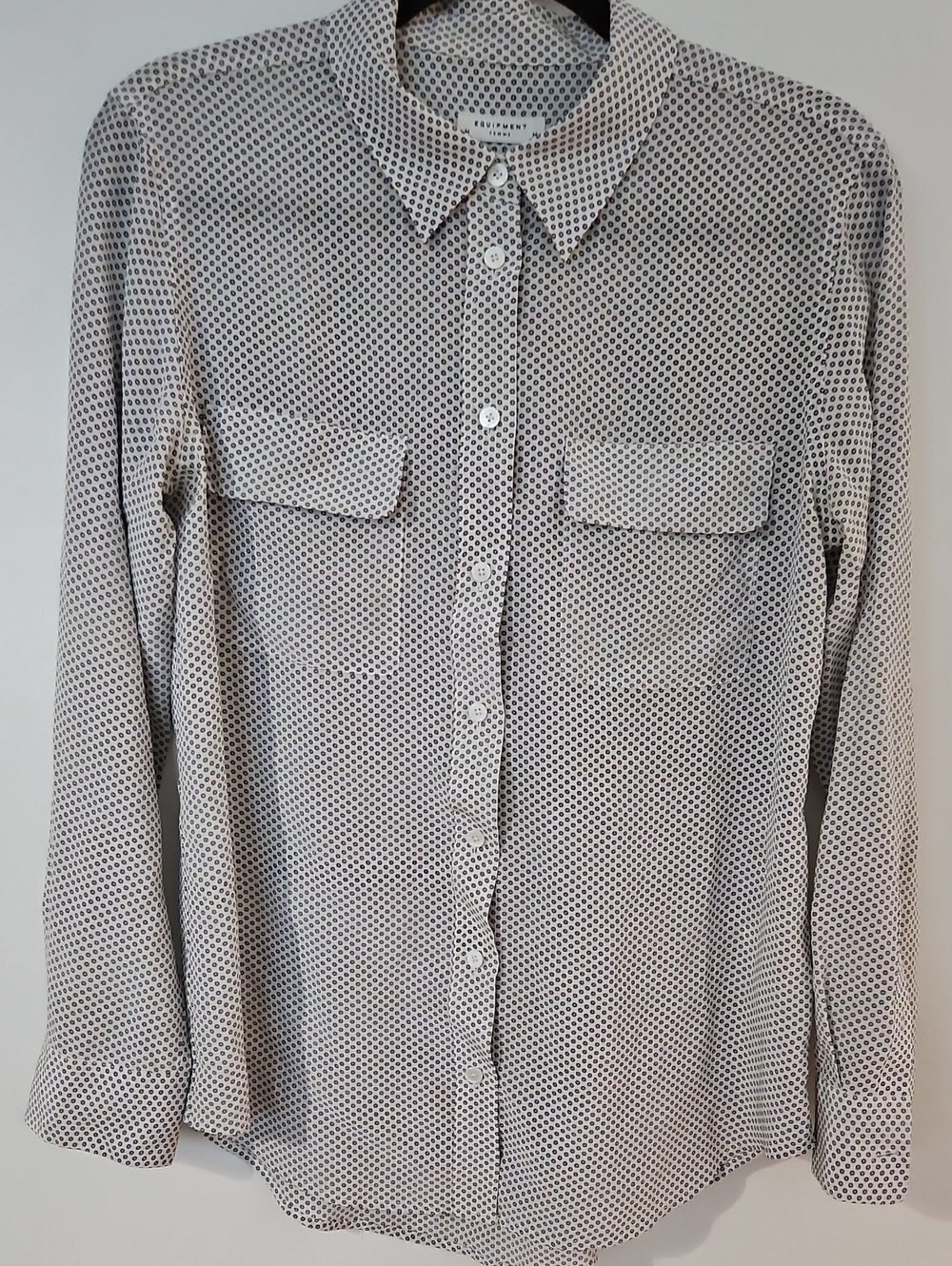 Equipment Cream Button-Up Shirt with Black Geometric Print